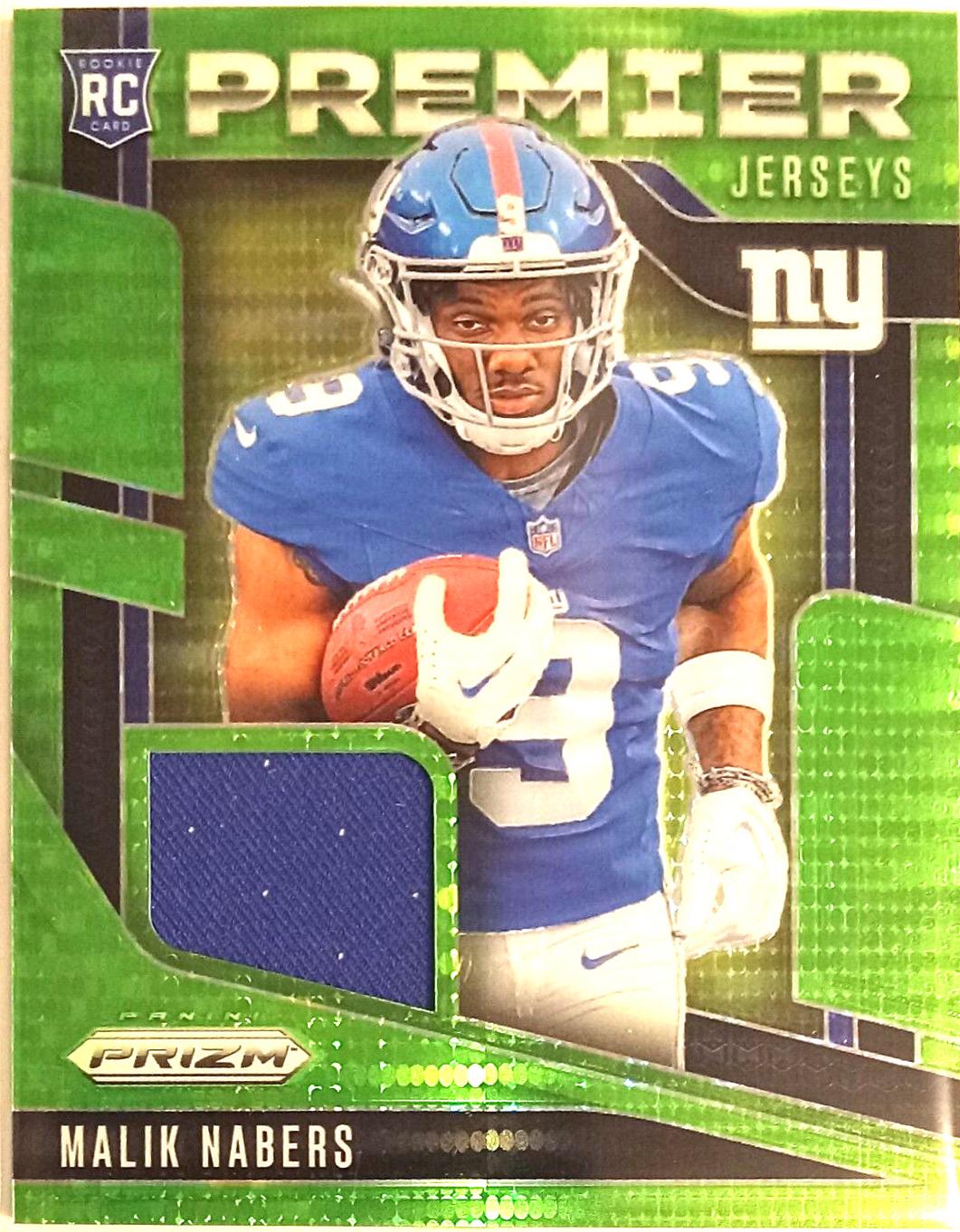 2024 Panini Prizm Premier Jersey Malik Nabers [Neon Green Pulsar] #PJ-MNS card
