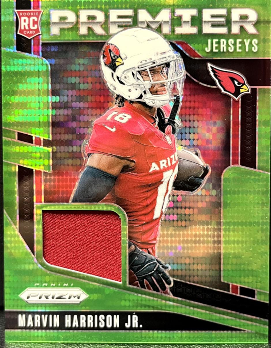 2024 Panini Prizm Premier Jersey Marvin Harrison Jr. [Neon Green Pulsar] #PJ-MHJ card