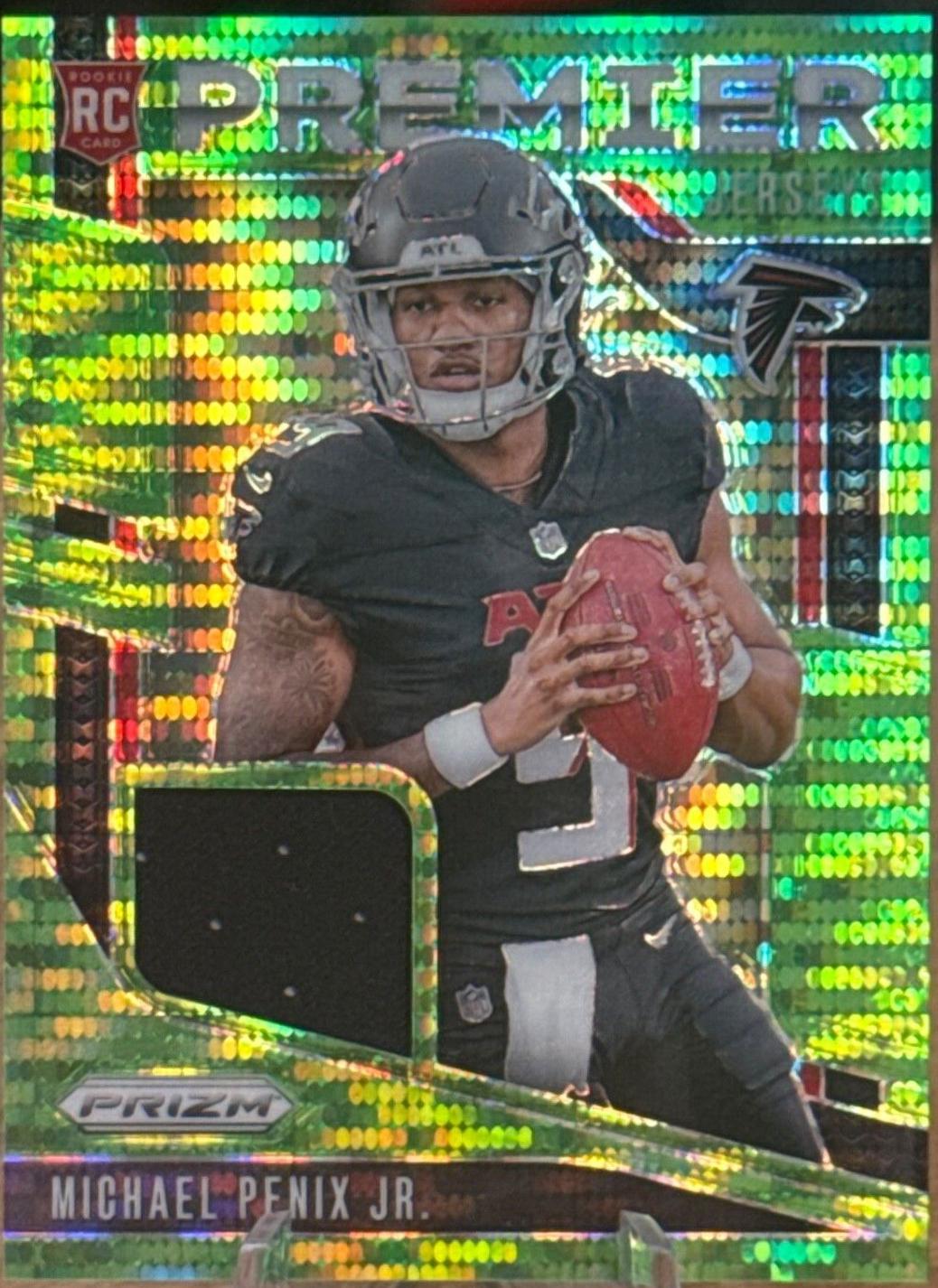 2024 Panini Prizm Premier Jersey Michael Penix Jr. [Neon Green Pulsar] #PJ-MPJ card