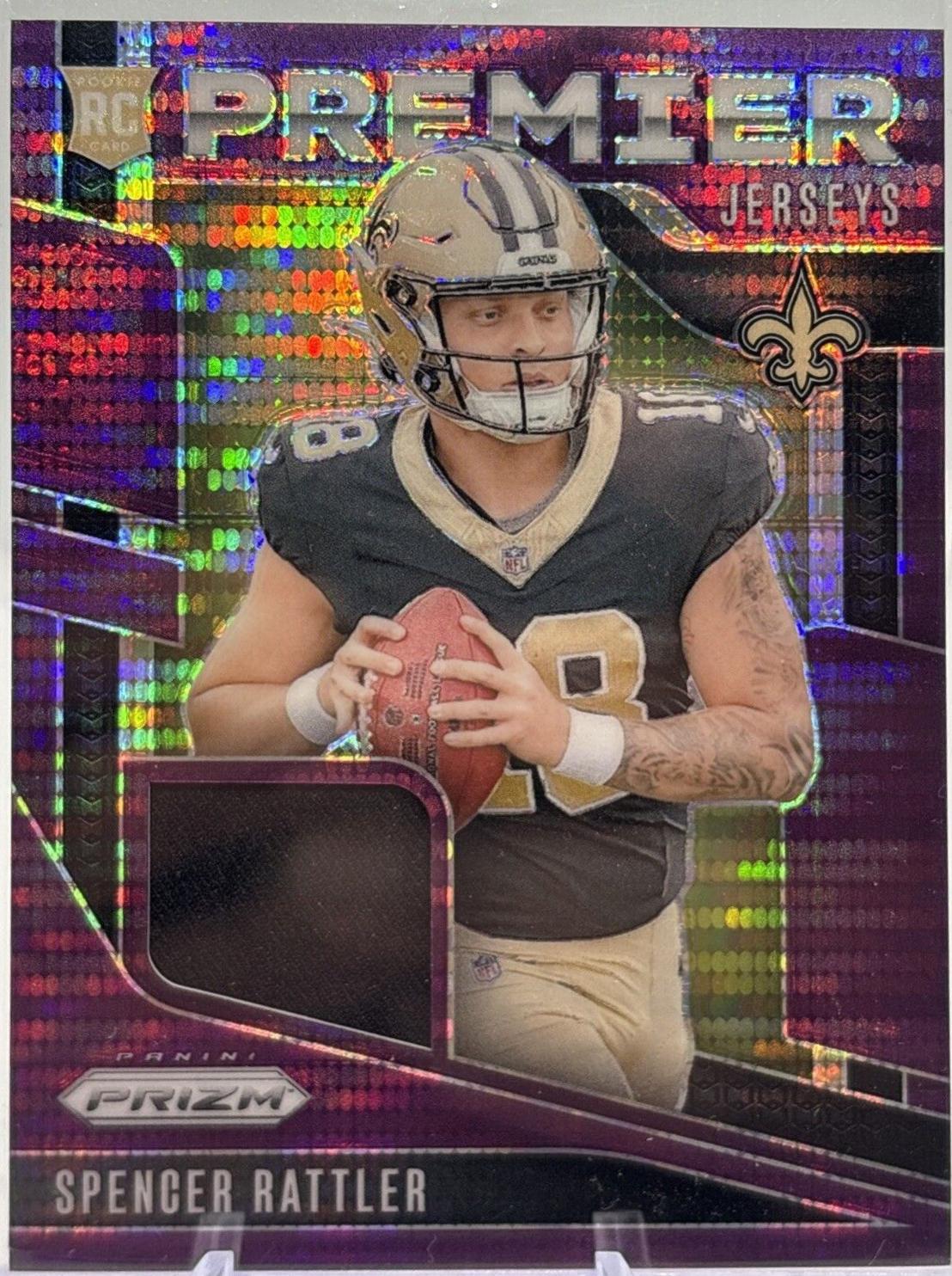 2024 Panini Prizm Premier Jersey Spencer Rattler [Purple Pulsar] #PJ-SRR card