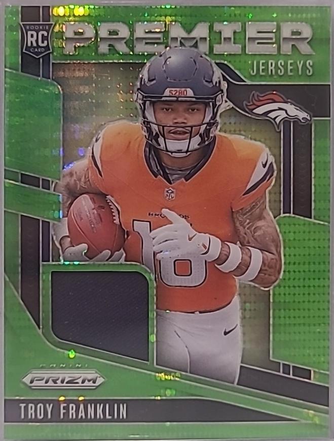 2024 Panini Prizm Premier Jersey Troy Franklin [Neon Green Pulsar] #PJ-TFN card
