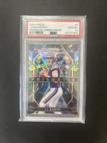 2024 Panini Prizm Prizmatic J.J. McCarthy [Green] #8 card