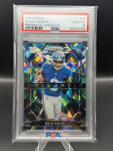 2024 Panini Prizm Prizmatic Malik Nabers [Green Ice] #13 card
