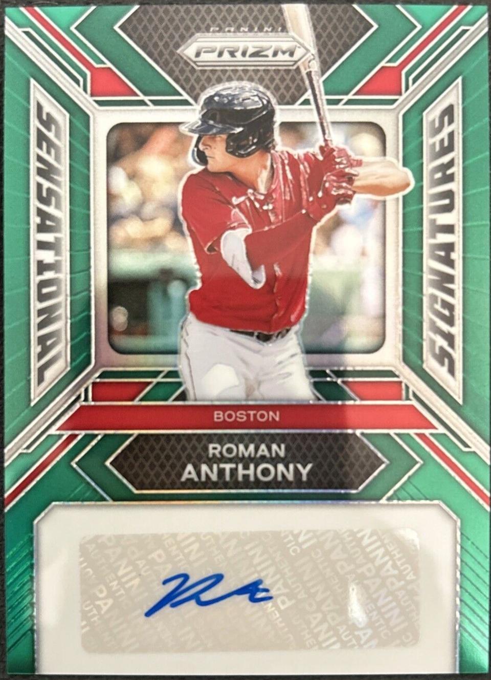 2024 Panini Prizm Sensational Signatures Roman Anthony [Green] #SS-RA card