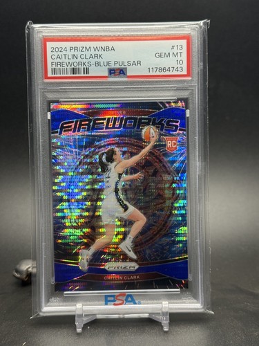 2024 Panini Prizm WNBA Fireworks Caitlin Clark [Blue Pulsar] #13 card