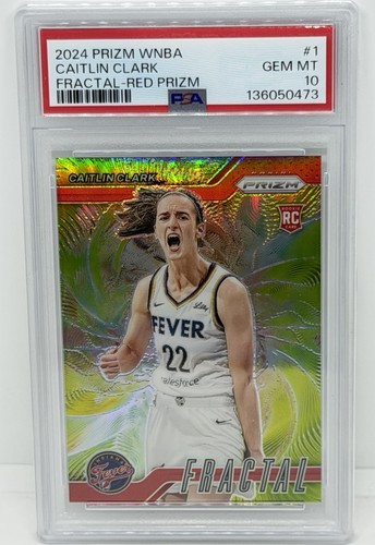 2024 Panini Prizm WNBA Fractal Caitlin Clark [Red] #1 card