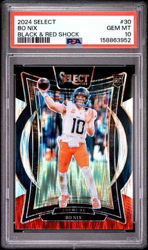 2024 Panini Select Bo Nix [Black Red Prizm Shock] #30 card