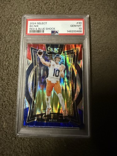 2024 Panini Select Bo Nix [Red Blue Prizm Shock] #30 card