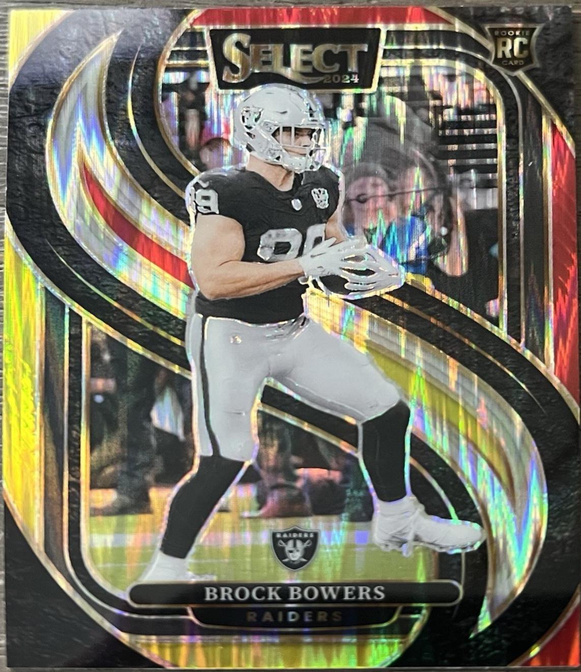 2024 Panini Select Brock Bowers [Red Yellow Prizm Shock] #118 card