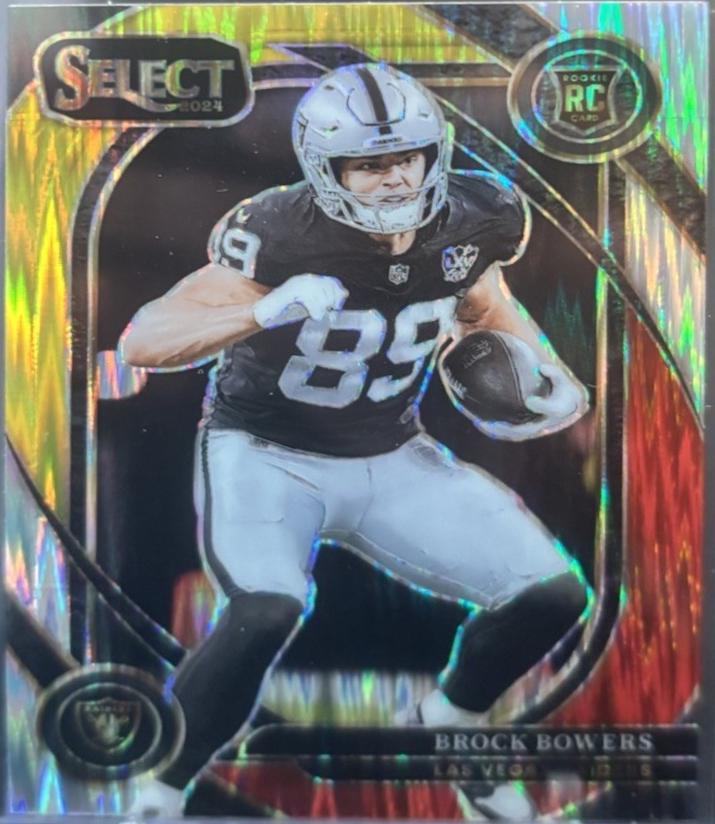 2024 Panini Select Brock Bowers [Red Yellow Prizm Shock] #222 card