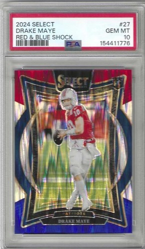 2024 Panini Select Drake Maye [Black Blue Prizm Shock] #27 card