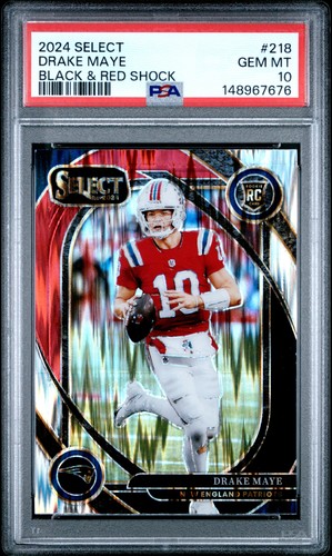 2024 Panini Select Drake Maye [Black Red Prizm Shock] #218 card