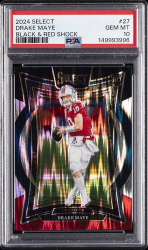 2024 Panini Select Drake Maye [Black Red Prizm Shock] #27 card