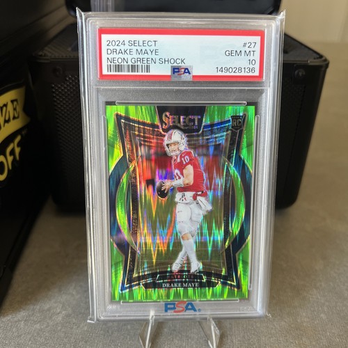 2024 Panini Select Drake Maye [Neon Green Prizm Shock] #27 card
