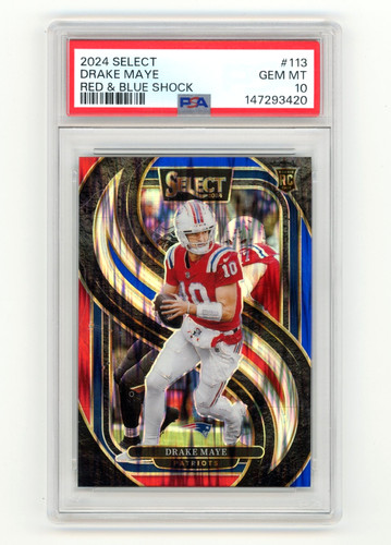 2024 Panini Select Drake Maye [Red Blue Prizm Shock] #113 card