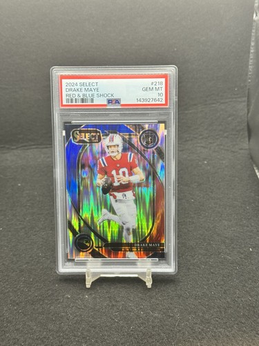 2024 Panini Select Drake Maye [Red Blue Prizm Shock] #218 card