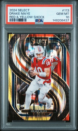 2024 Panini Select Drake Maye [Red Yellow Prizm Shock] #113 card
