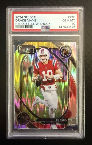 2024 Panini Select Drake Maye [Red Yellow Prizm Shock] #218 card