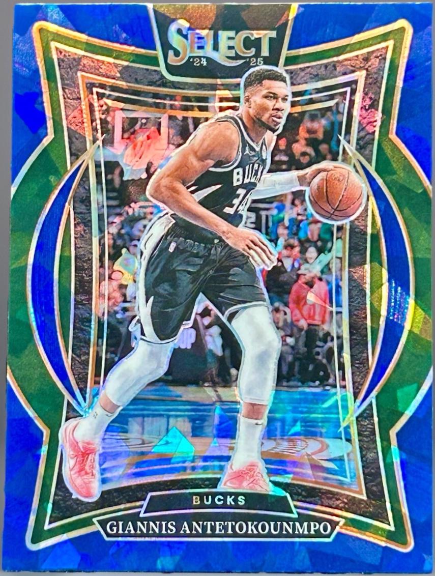 2024 Panini Select Giannis Antetokounmpo [Blue Cracked Ice Prizm] #43 card