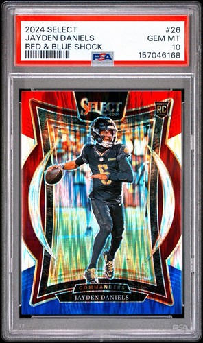 2024 Panini Select Jayden Daniels [Red Blue Prizm Shock] #26 card