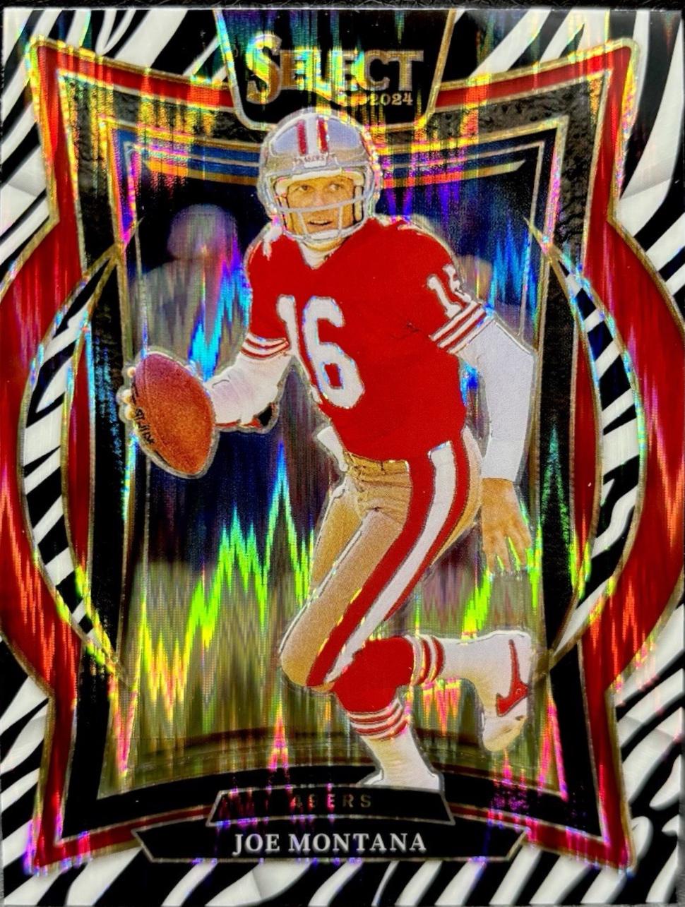 2024 Panini Select Joe Montana [Zebra Prizm] #70 card