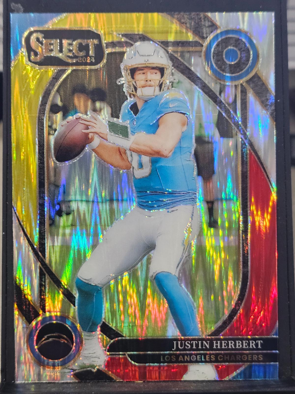 2024 Panini Select Justin Herbert [Red Yellow Prizm Shock] #232 card