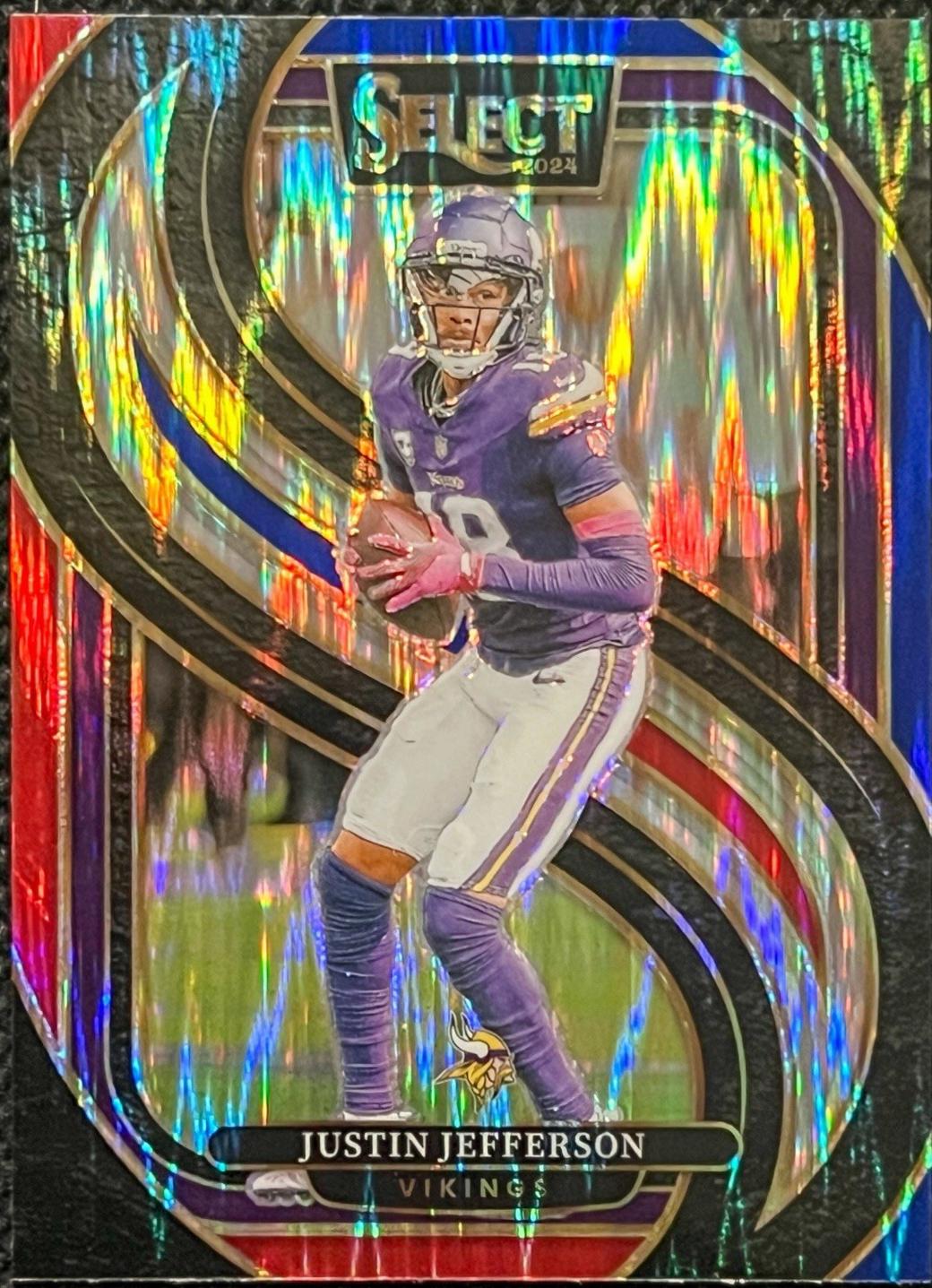 2024 Panini Select Justin Jefferson [Red Blue Prizm Shock] #174 card