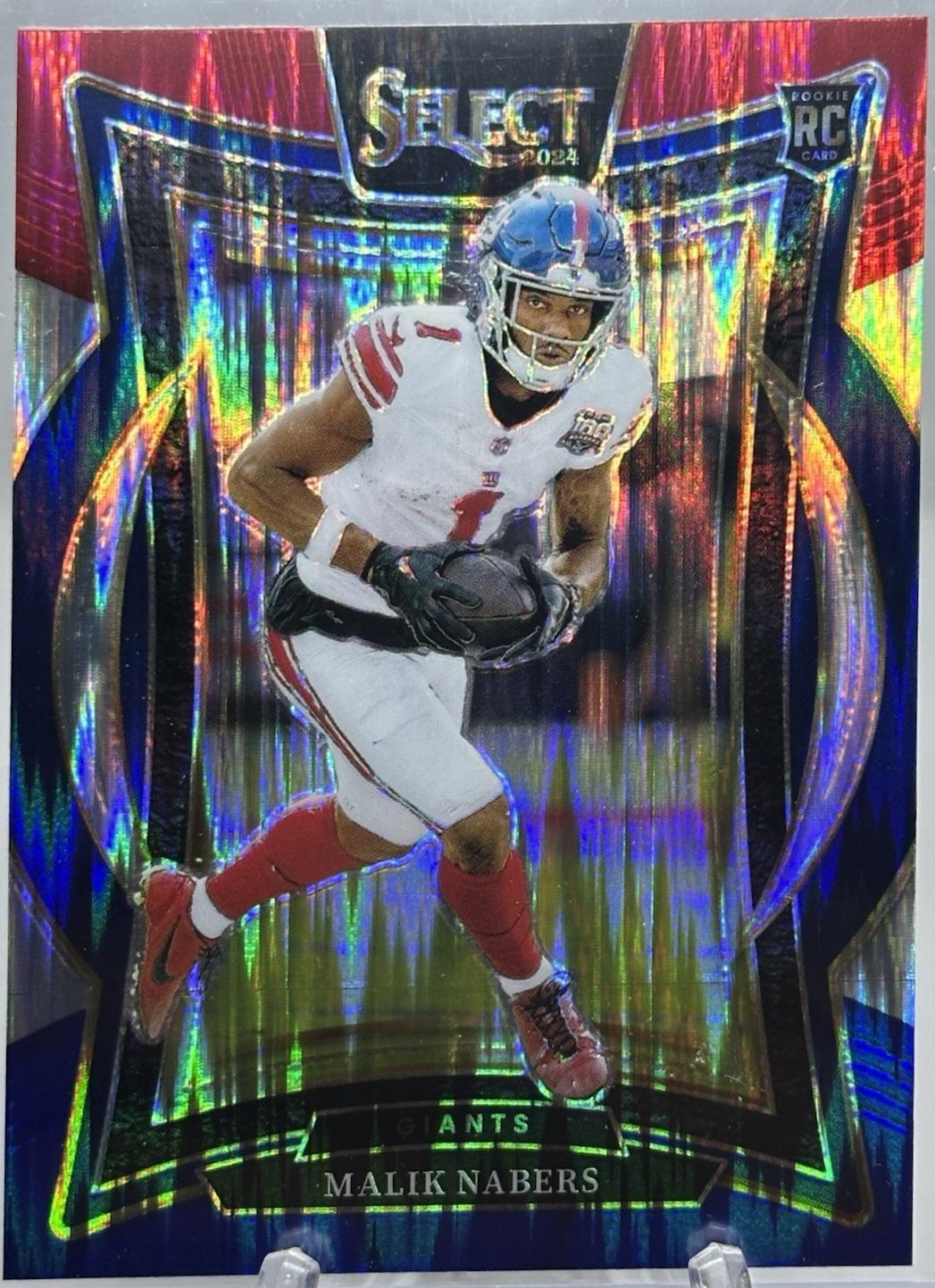 2024 Panini Select Malik Nabers [Red Blue Prizm Shock] #29 card