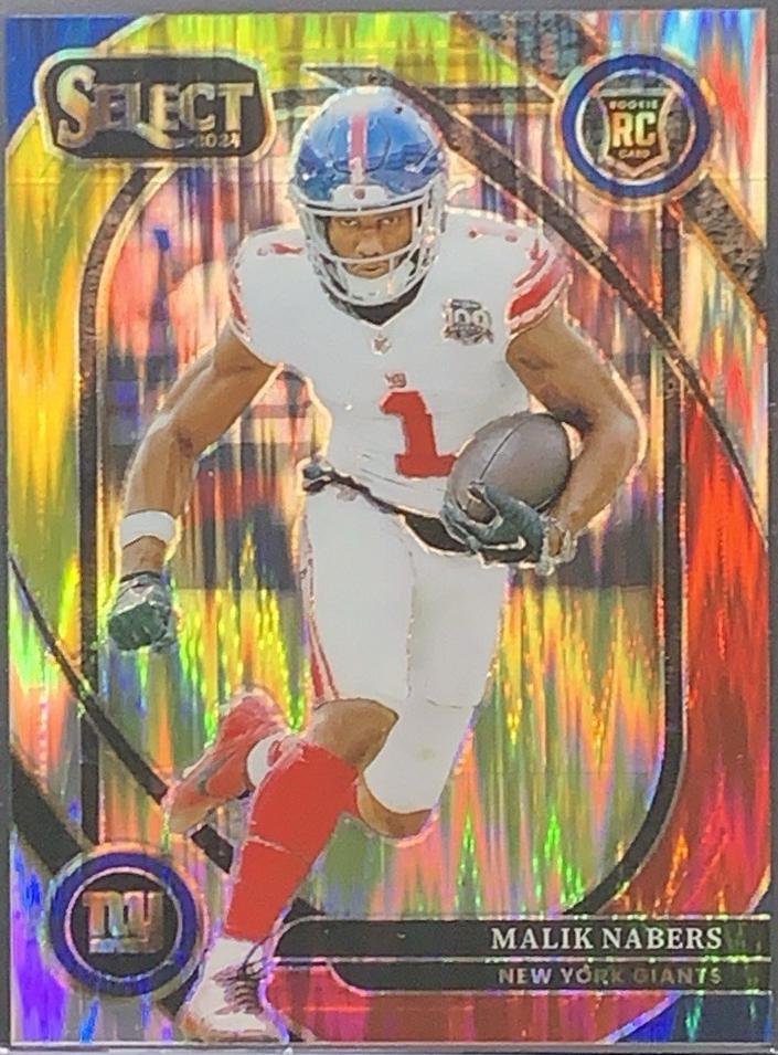 2024 Panini Select Malik Nabers [Red Yellow Prizm Shock] #220 card