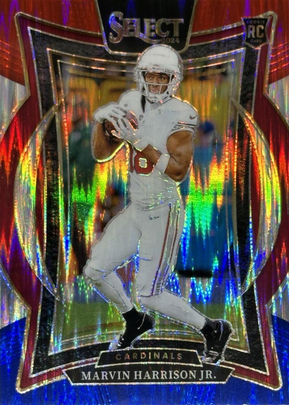 2024 Panini Select Marvin Harrison Jr. [Red Blue Prizm Shock] #28 card