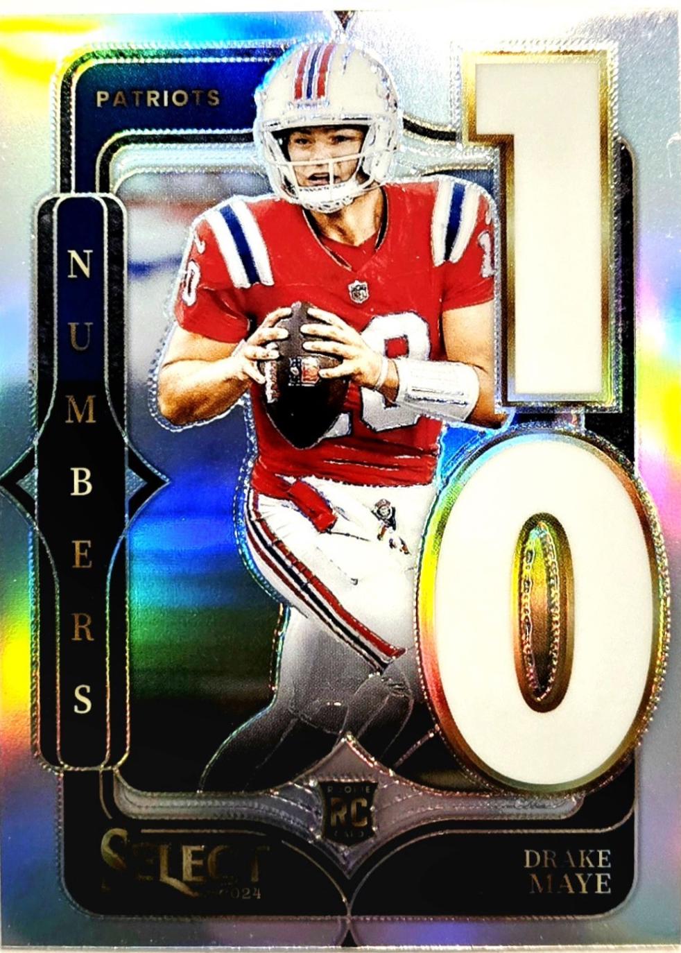 2024 Panini Select Numbers Drake Maye [Zebra Prizm] #20 card