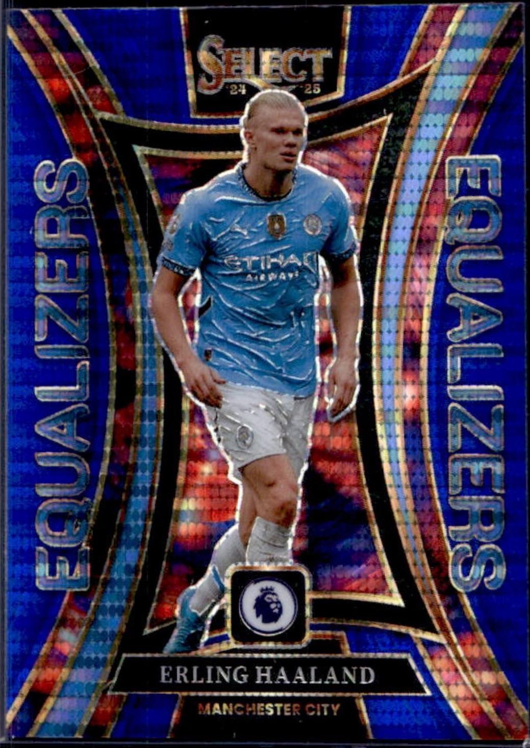 2024 Panini Select Premier League Equalizers Erling Haaland [Blue Pulsar] #15 card