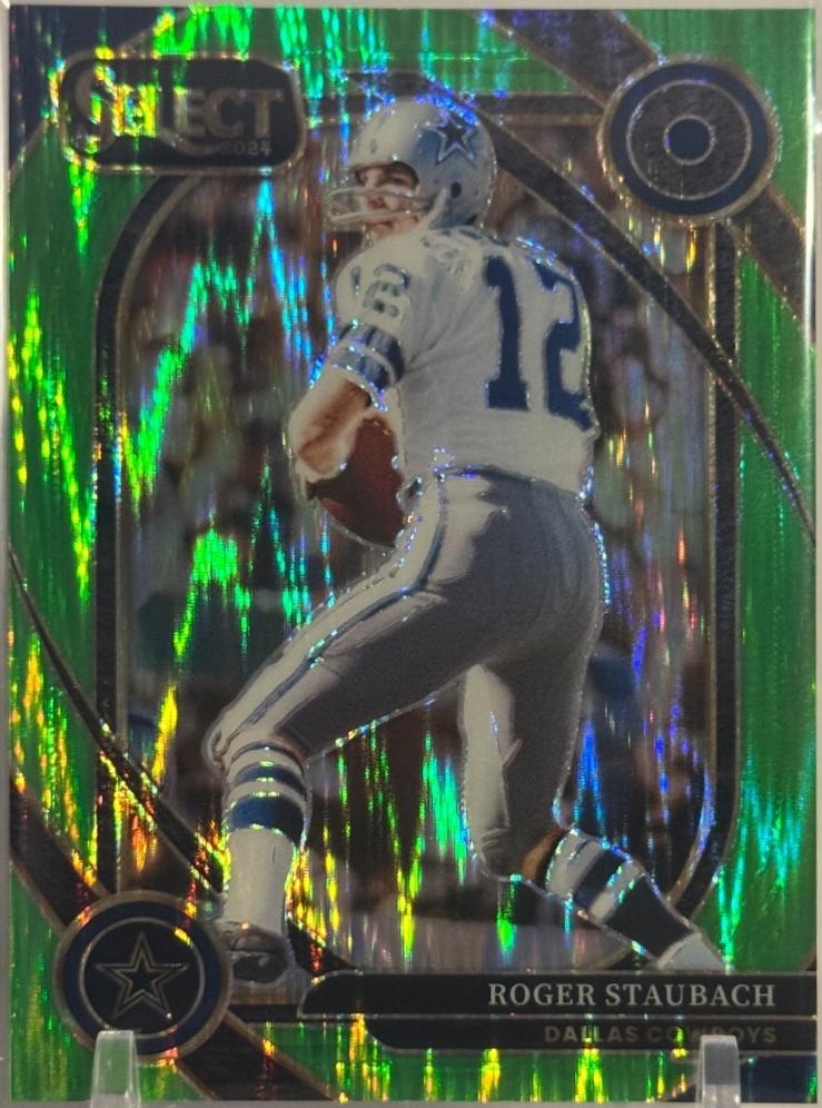 2024 Panini Select Roger Staubach [Neon Green Prizm Shock] #290 card
