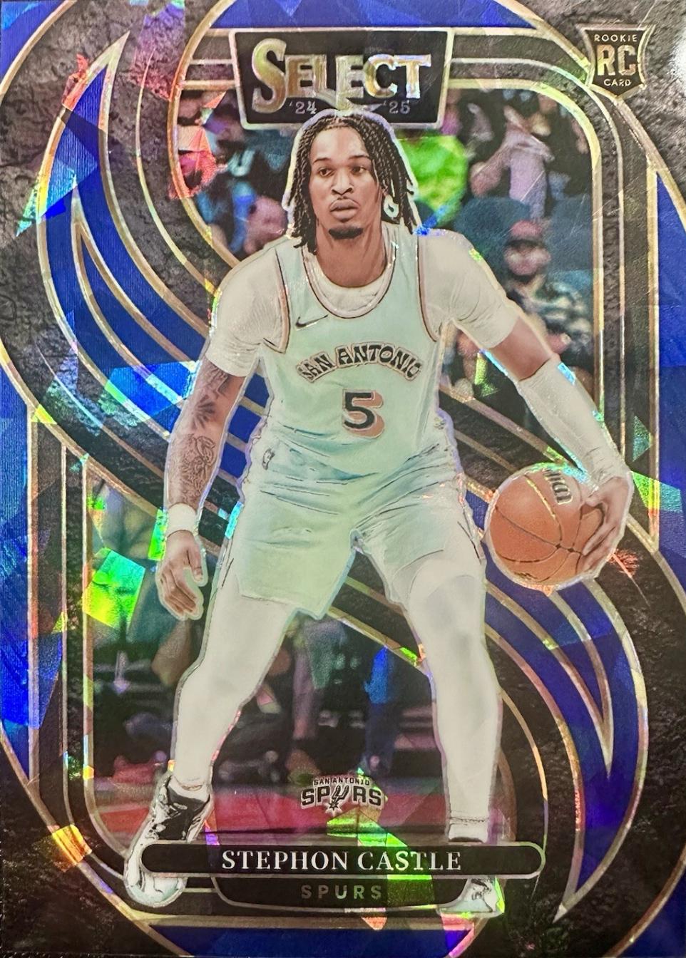 2024 Panini Select Stephon Castle [Blue Cracked Ice Prizm] #175 card