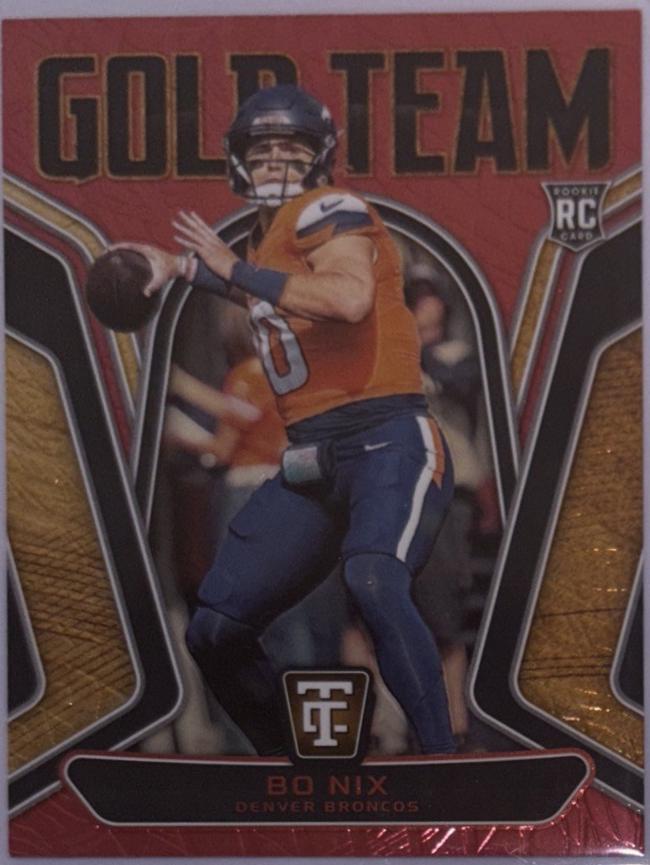 2024 Panini Totally Certified Gold Team Bo Nix [Mirror Red] #17 card