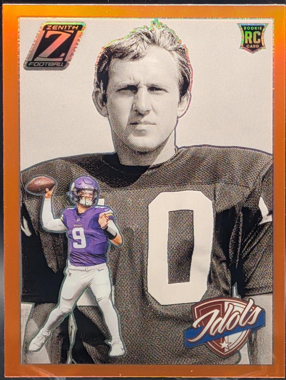 2024 Panini Zenith Idols Fran Tarkenton / J.J. McCarthy [Orange] #9 card