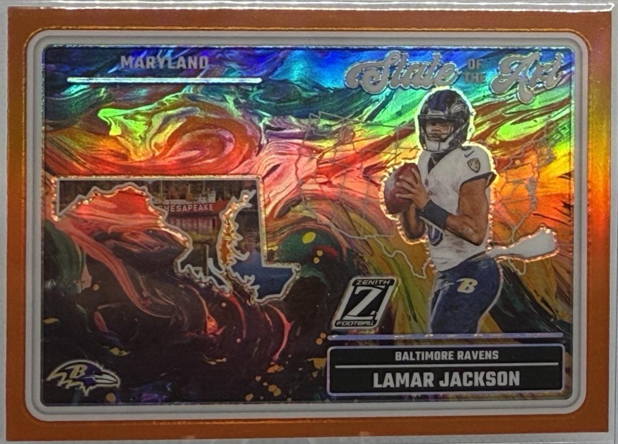2024 Panini Zenith State of the Art Lamar Jackson [Orange] #9 card