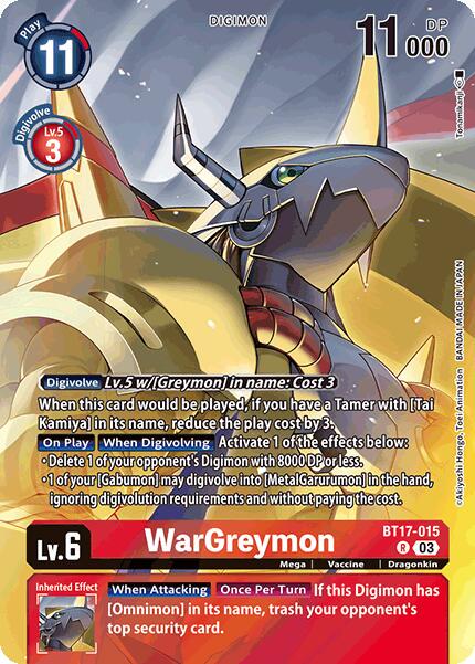 2024 Secret Crisis WarGreymon [Omnimon Binder Set Foil] #BT17-015 card