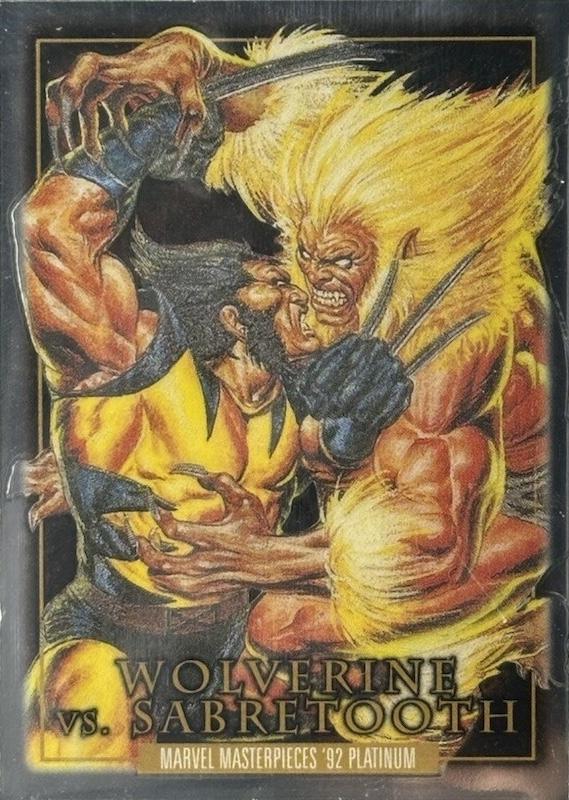 2024 SkyBox Masterpieces ’92 Platinum Battle Spectrum Wolverine vs. Sabretooth #BS-3 card