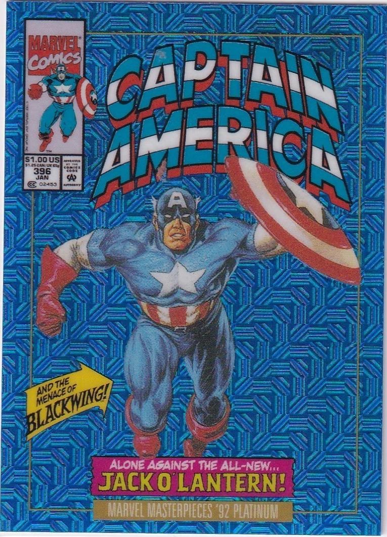 2024 SkyBox Masterpieces ’92 Platinum Captain America [Blue Traxx Variant] #16-V card