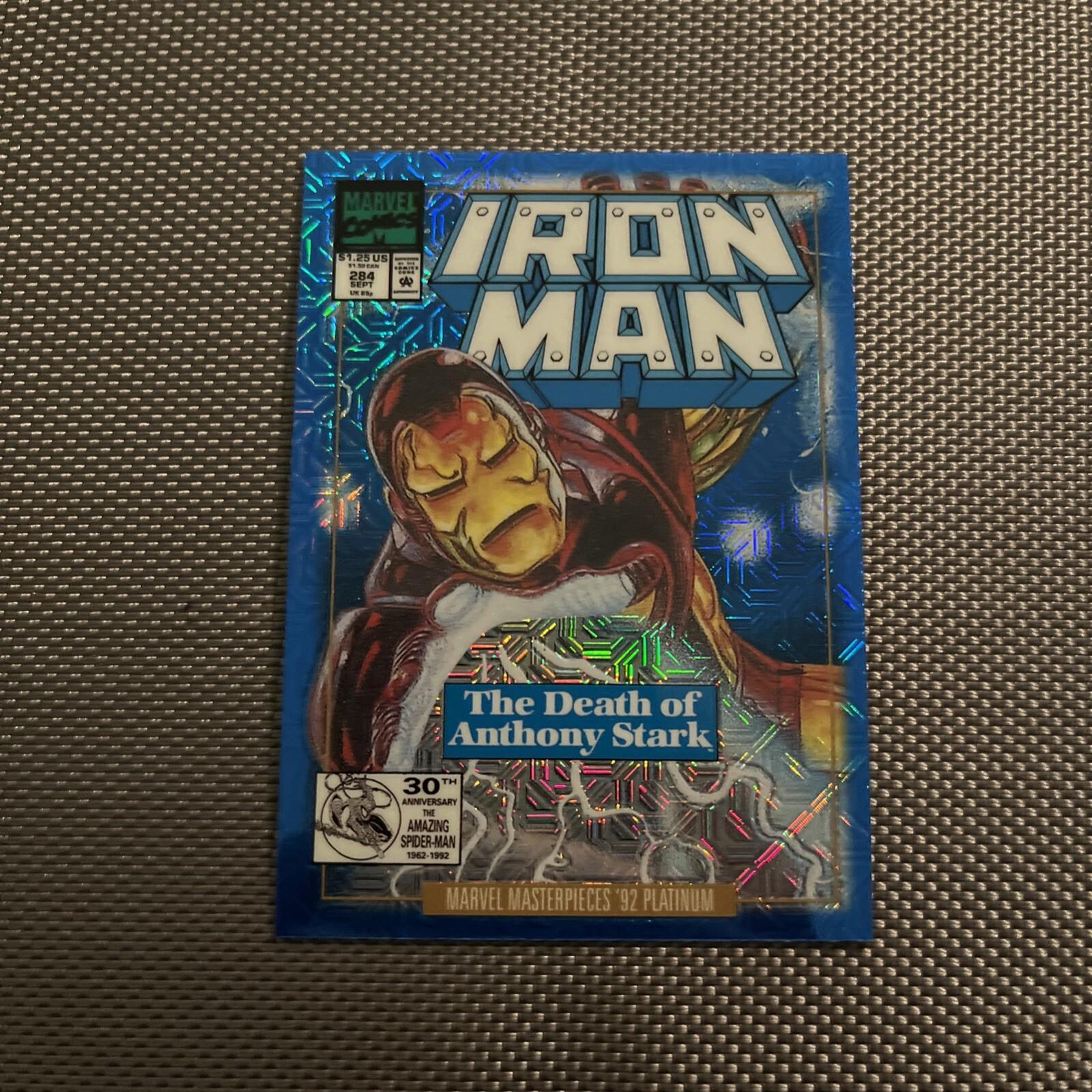2024 SkyBox Masterpieces ’92 Platinum Iron Man [Blue Traxx Variant] #38-V card