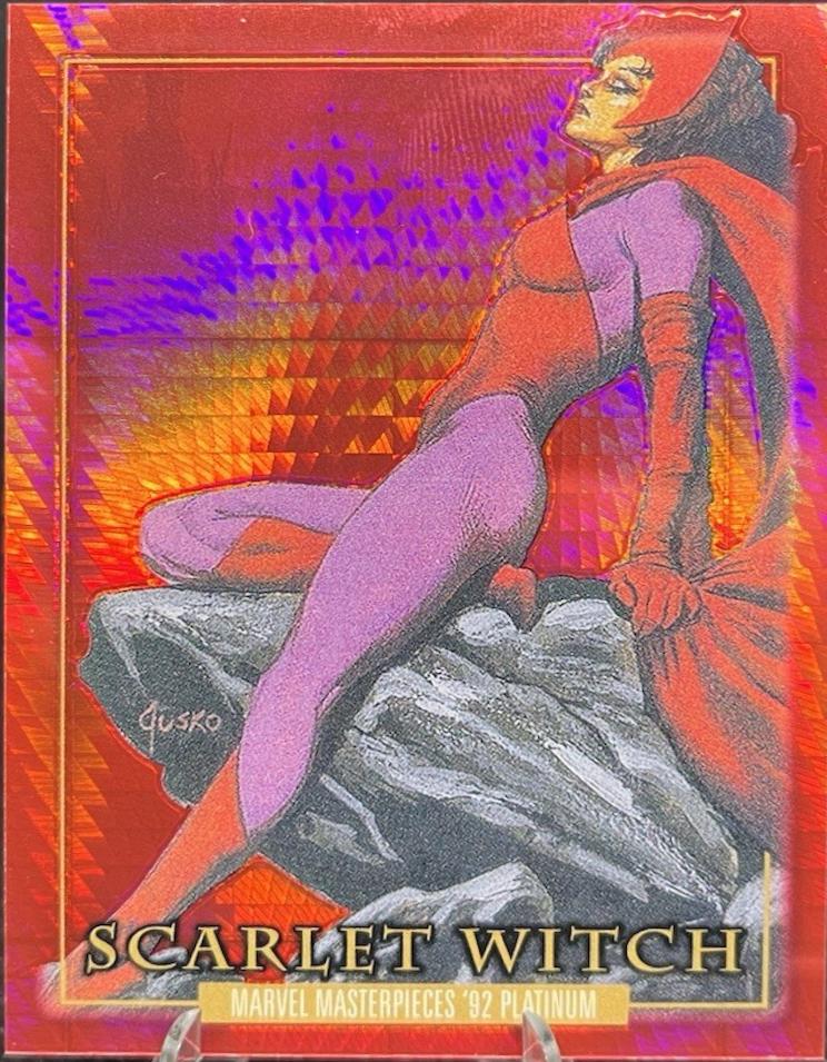 2024 SkyBox Masterpieces ’92 Platinum Scarlet Witch [Red Prism] #47 card