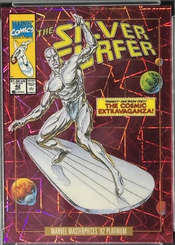 2024 SkyBox Masterpieces ’92 Platinum Silver Surfer [Pink Lasers Variant] #90-V card