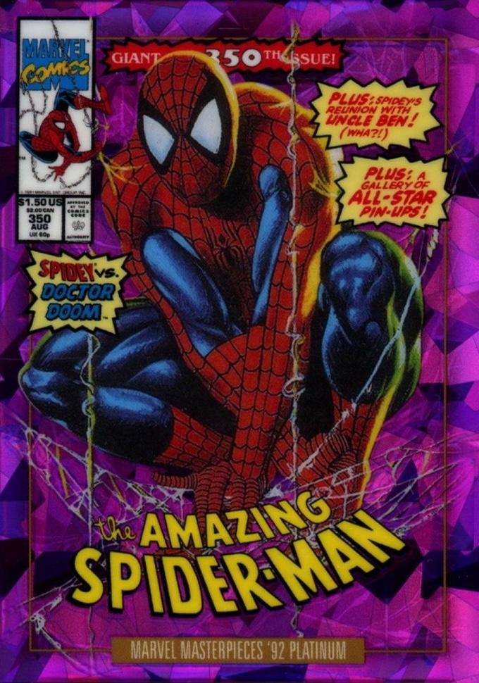 2024 SkyBox Masterpieces ’92 Platinum Spider-Man [Purple Crystals Variant] #87-V card
