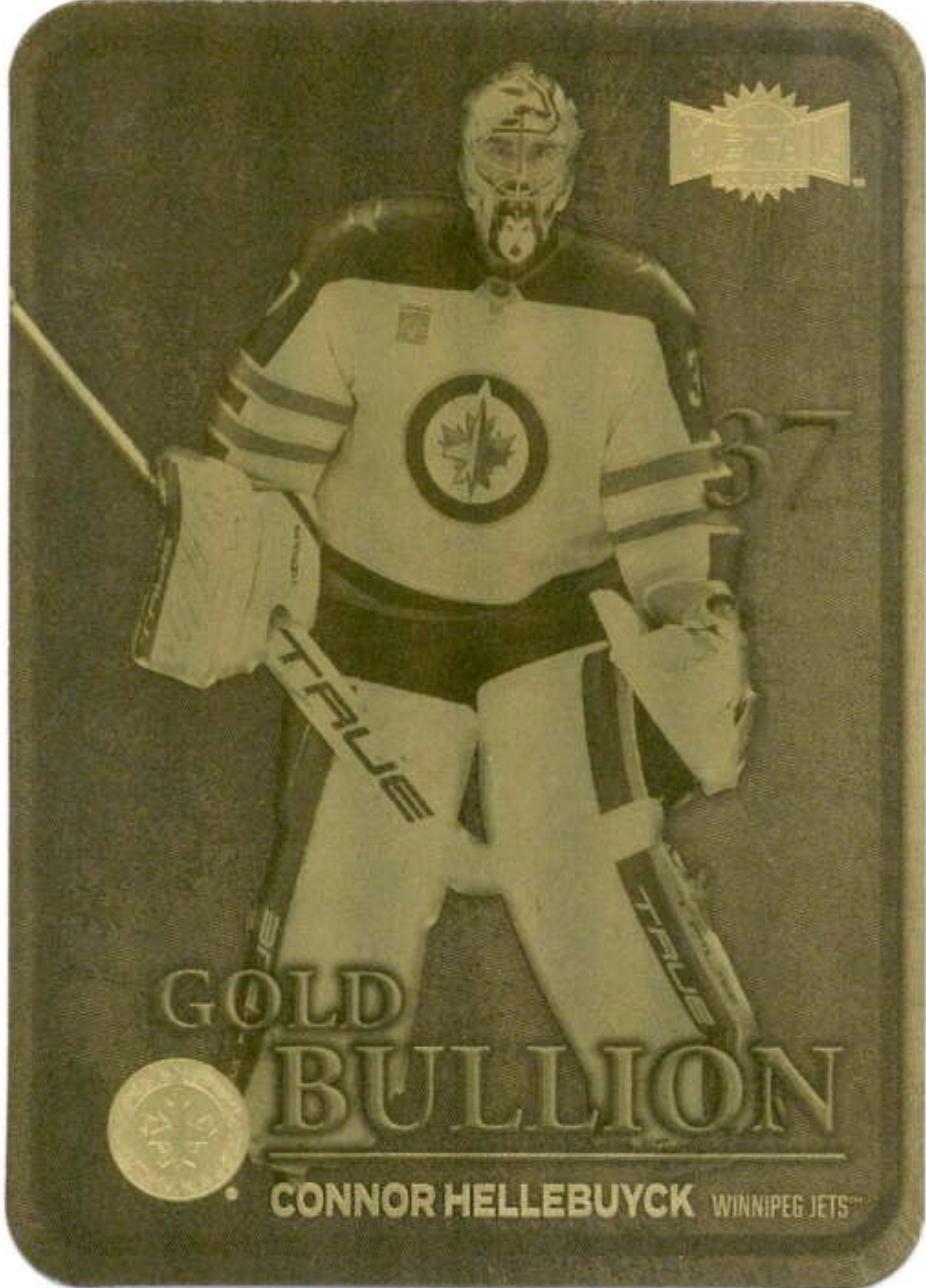 2024 SkyBox Metal Universe Gold Bullion Connor Hellebuyck #GB-1 card