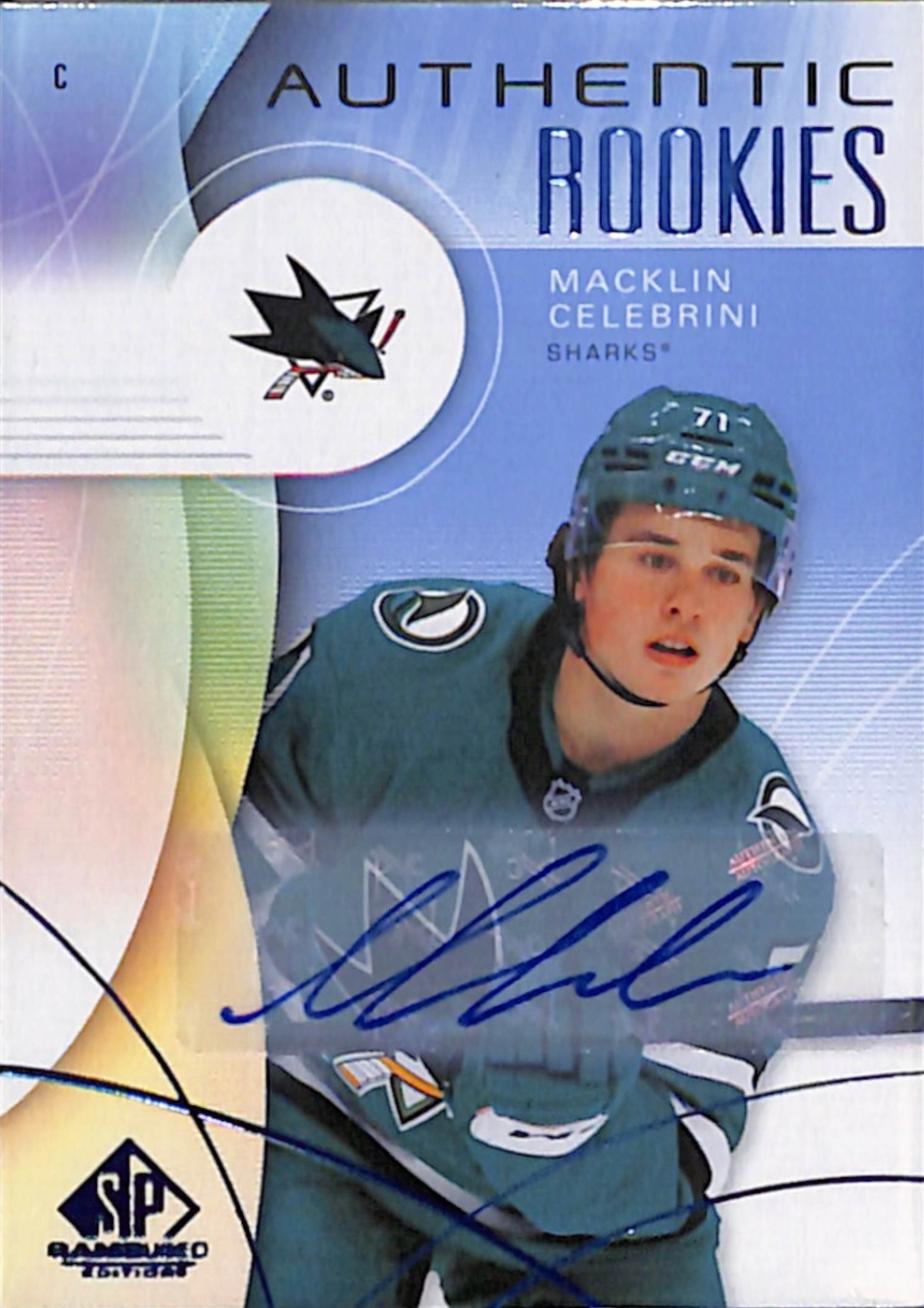 2024 SP Game Used Macklin Celebrini [Blue Autograph] #215 card