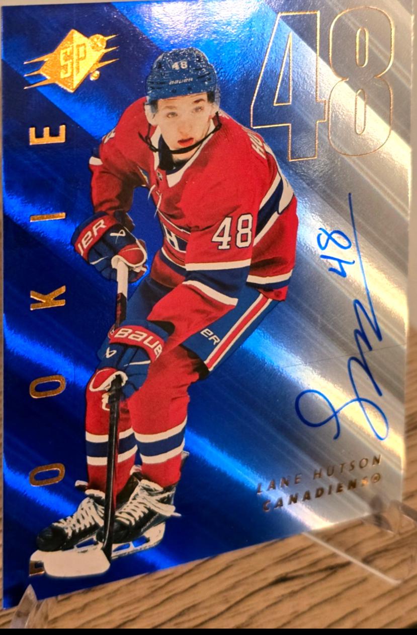 2024 SPx Lane Hutson [Blue Autograph] #139 card