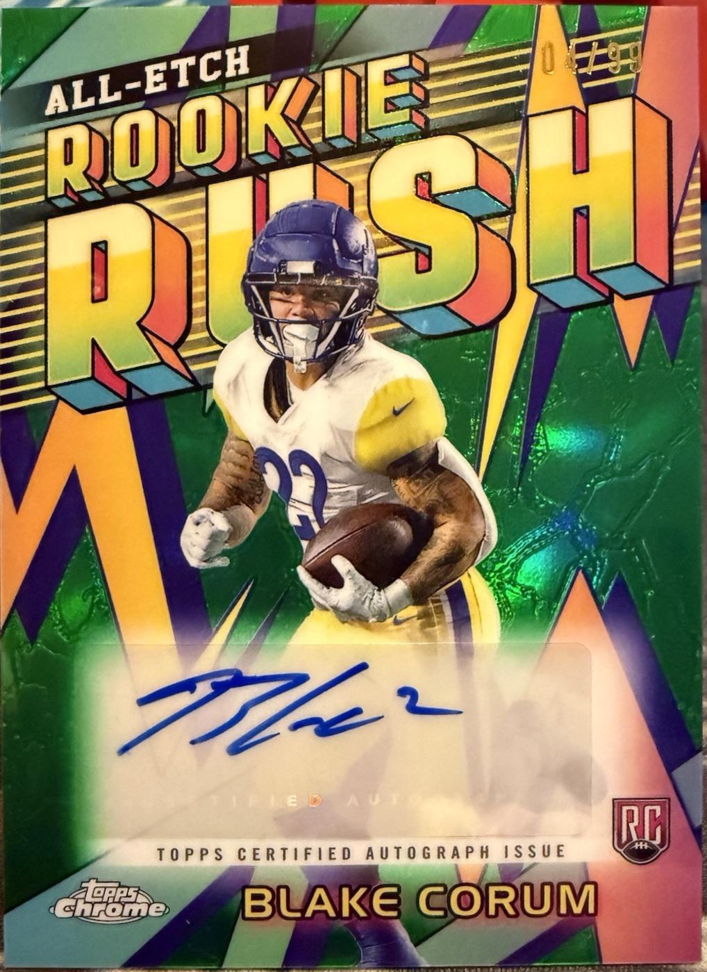 2024 Topps Chrome All-Etch Rookie Rush Autograph Blake Corum #RRA-BC card