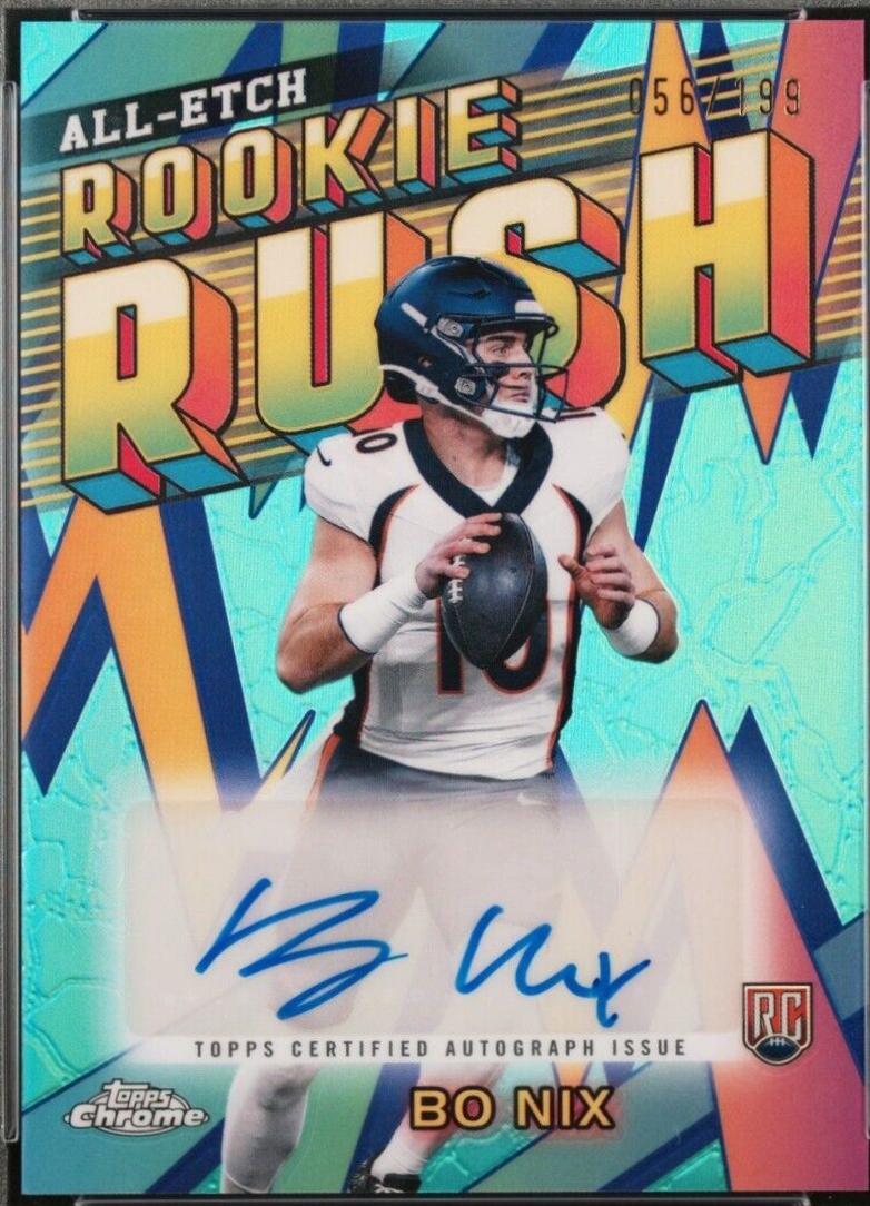 2024 Topps Chrome All-Etch Rookie Rush Autograph Bo Nix [Aqua Refractor] #RRA-BN card