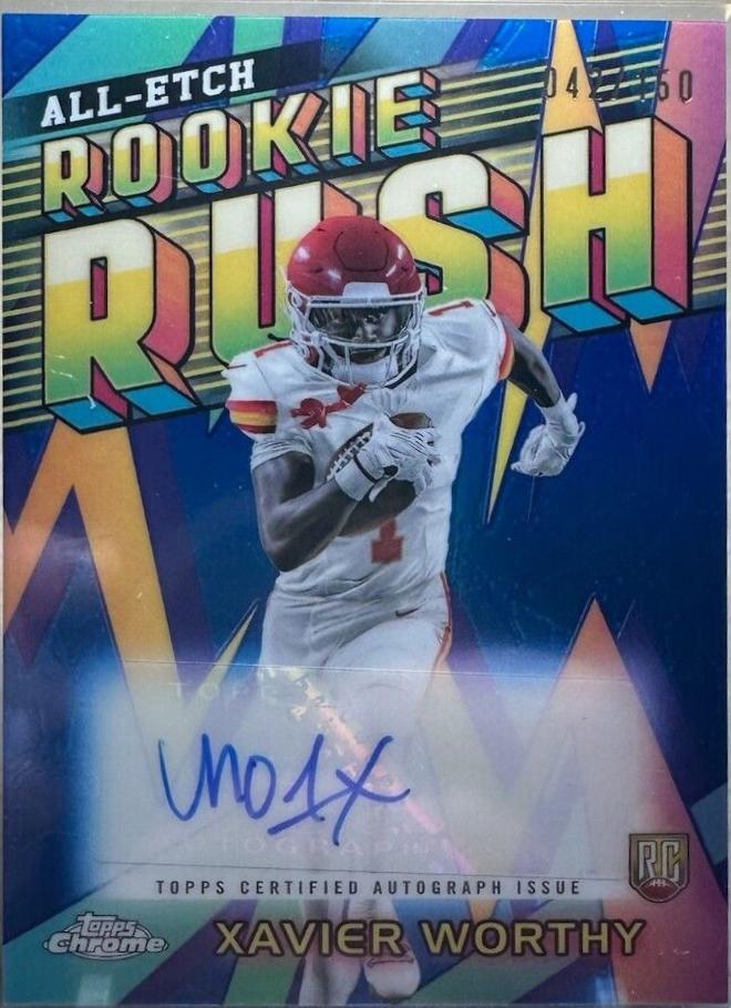 2024 Topps Chrome All-Etch Rookie Rush Autograph Xavier Worthy #RRA-XW card